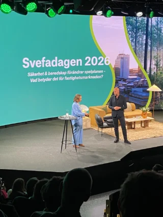 Tack Svefa och Gustav Källén för en mycket bra Svefadagen 2026.

Vi tog med oss intressanta lärdomar från scenen om hur omvärlden förändrar förutsättningarna för fastighetsmarknaden framåt.

Dessutom riktigt bra mingel och många värdefulla samtal med branschkollegor. 👏

Och… grymt goda snittar!!